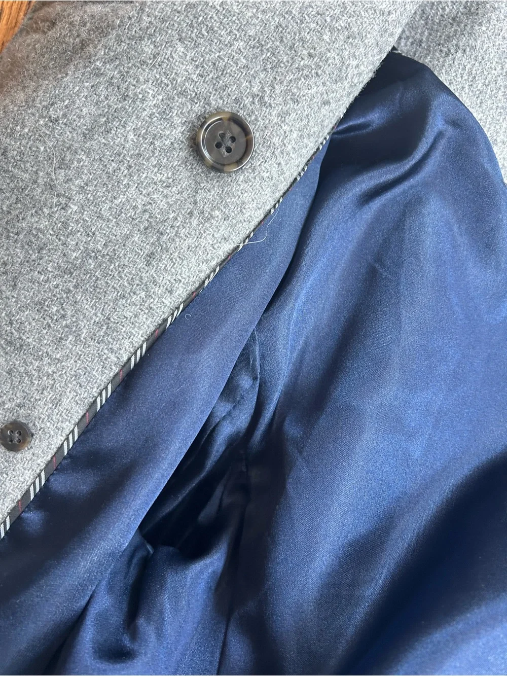J.Crew Women's Gray Double-Breasted Wool  Stadium Cloth Coat with Gold Buttons - Picture 5 of 9